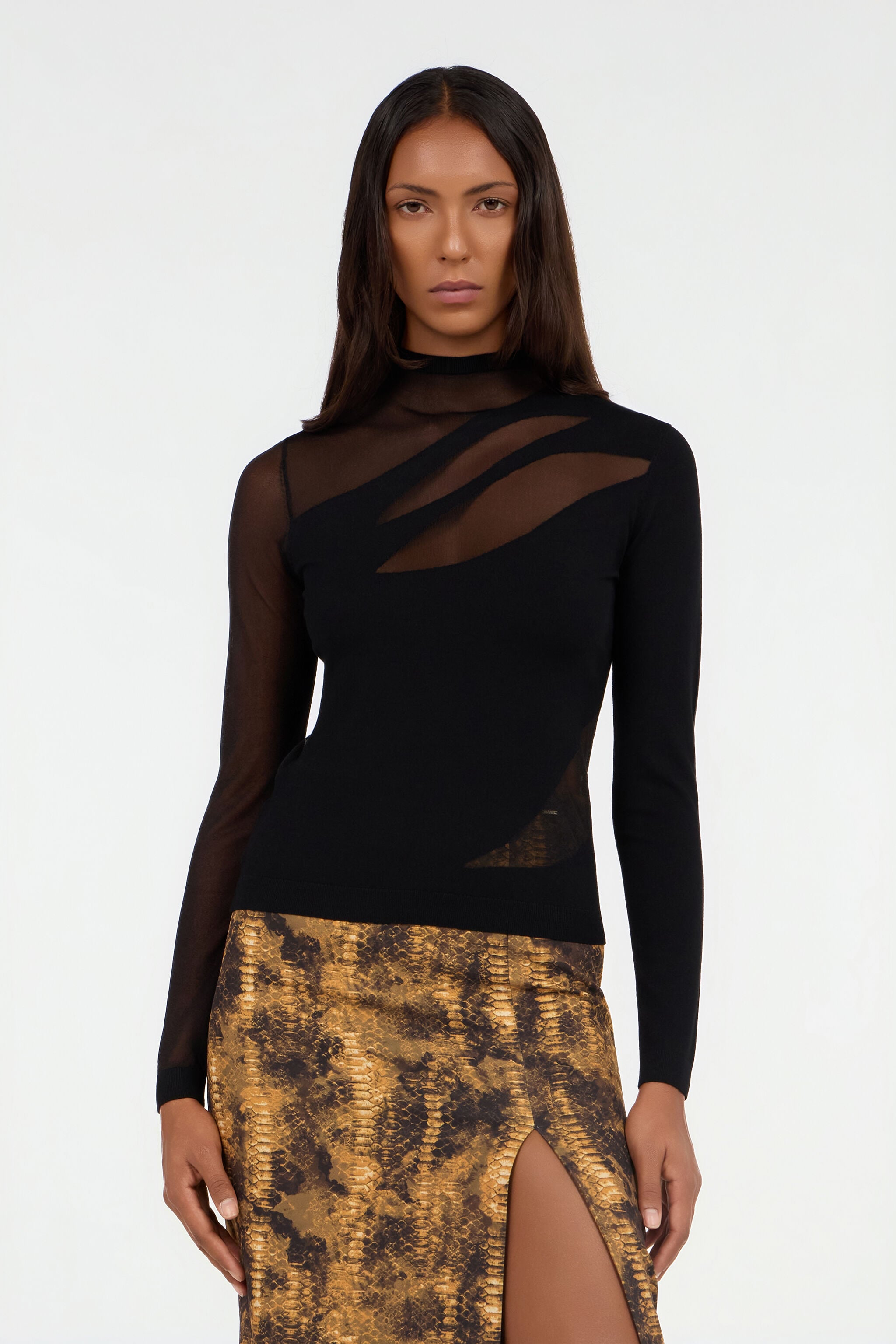 JC Black Sweater with Two-Tone Pattern JC Black Sweater with Two-Tone Pattern BLACK VFM041-VF297