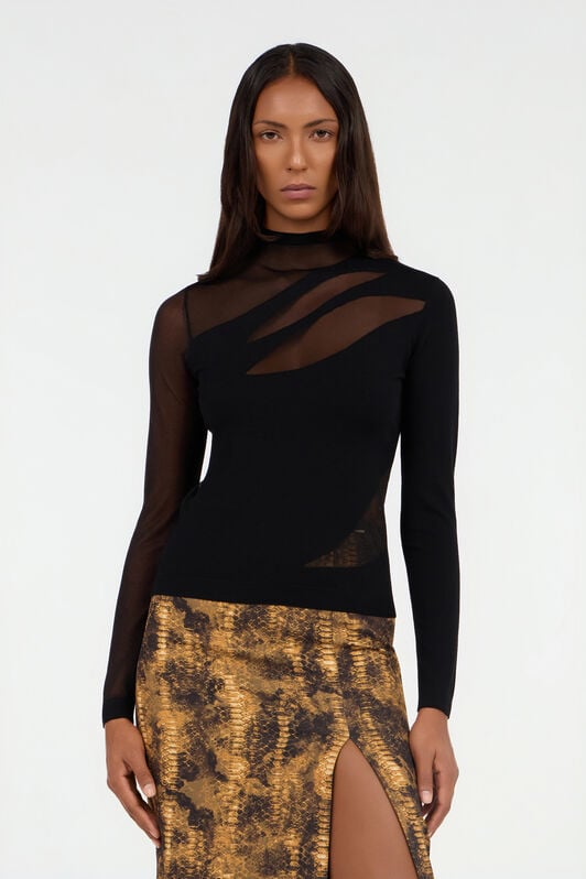 JC Black Sweater with Two-Tone Pattern JC Black Sweater with Two-Tone Pattern BLACK VFM041-VF297