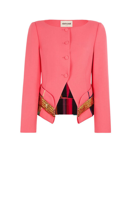 RC Chameleon Rug-Print Panelled Jacket Fuchsia KQR403-HR005