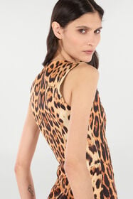 RC Mini Dress With All-Over Jaguar Skin Print Brown VKT142-JMP73
