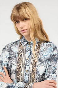 JC Camicia Con Stampa Jungle E Python Azzurro UFT143-UF209