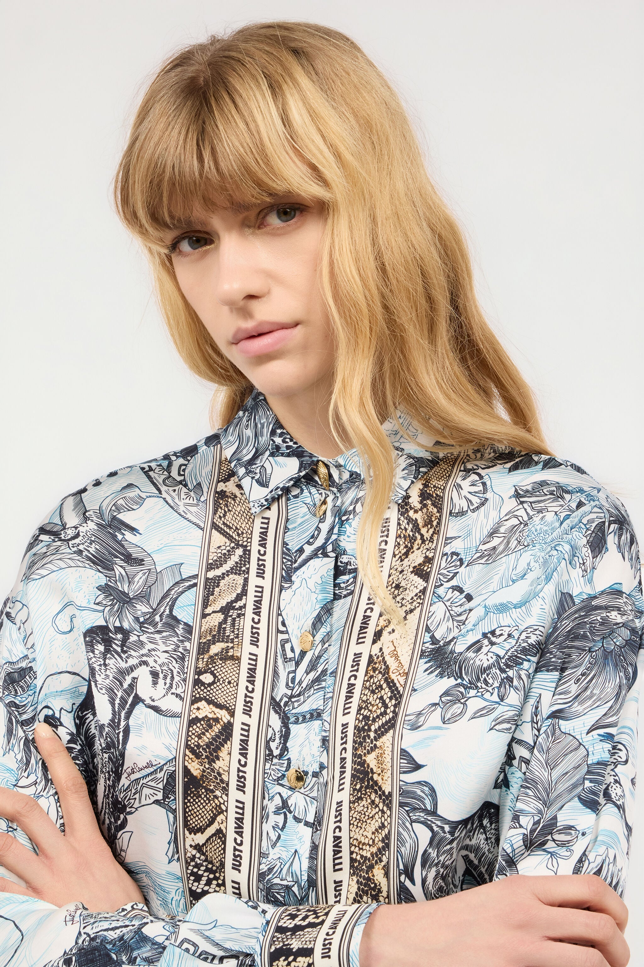 JC Shirt With Python And Jungle Print JC Shirt With Python And Jungle Print Light blue UFT143-UF209