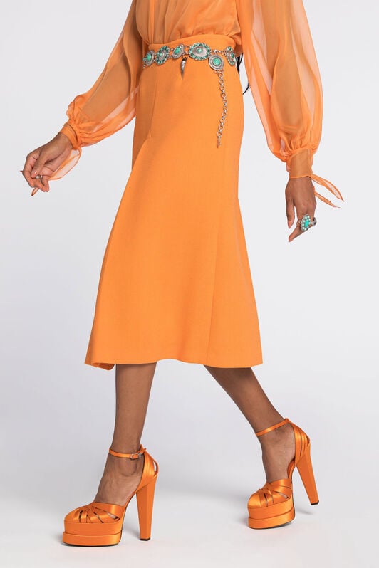 RC Flared wool skirt with fang pendant RC Flared wool skirt with fang pendant Orange RKT307-WR013