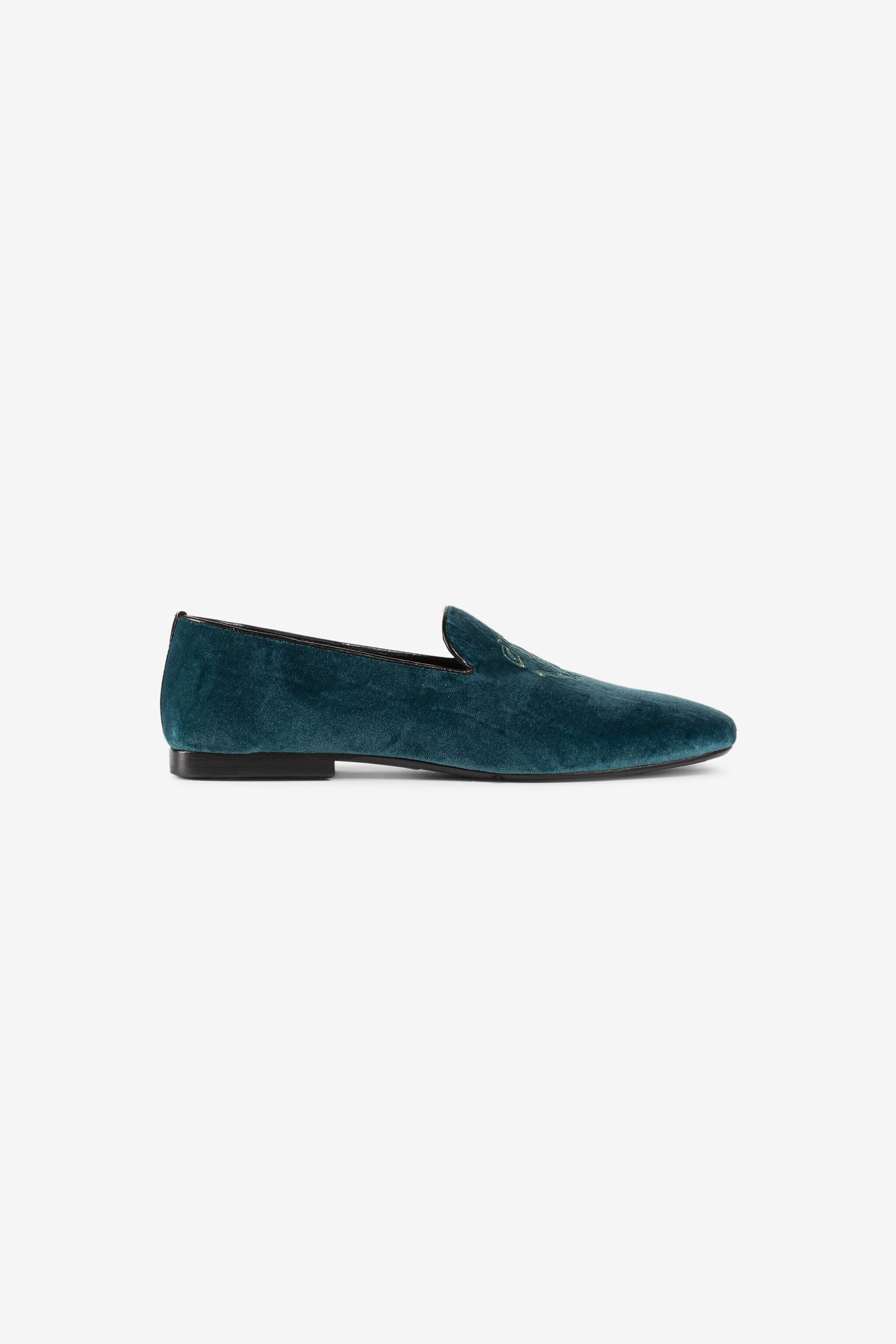 RC Mirror Snake-Embroidered Velvet Loafers RC Mirror Snake-Embroidered Velvet Loafers OTTANIO PKS001-PZA95
