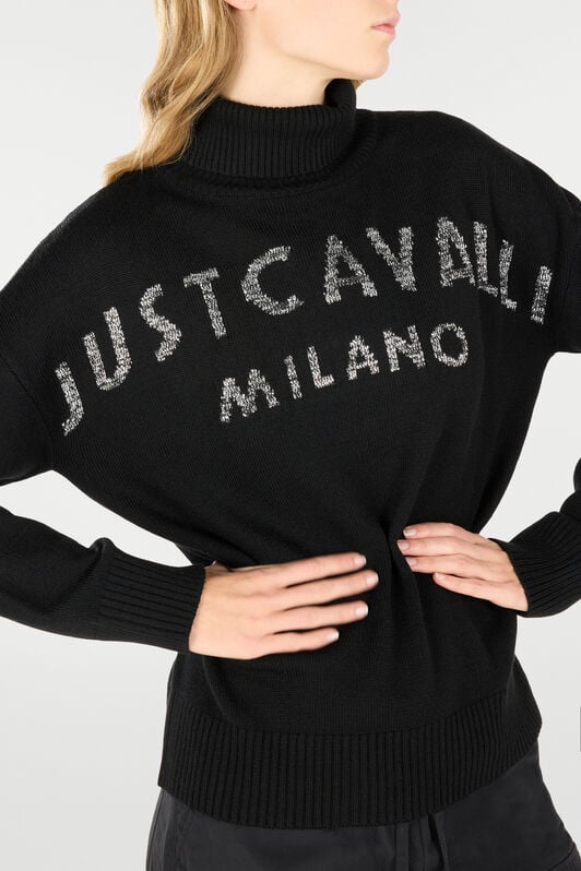 JC Sweater With High Collar And Lettering JC Sweater With High Collar And Lettering Black TFM019-TF144