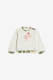JU Sudadera Con Flores Y Monograma RC Bordados MILKY WHITE UJT663-CF050