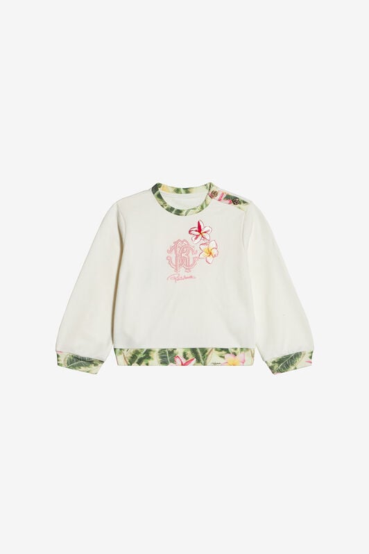 JU Sudadera Con Flores Y Monograma RC Bordados JU Sudadera Con Flores Y Monograma RC Bordados MILKY WHITE UJT663-CF050