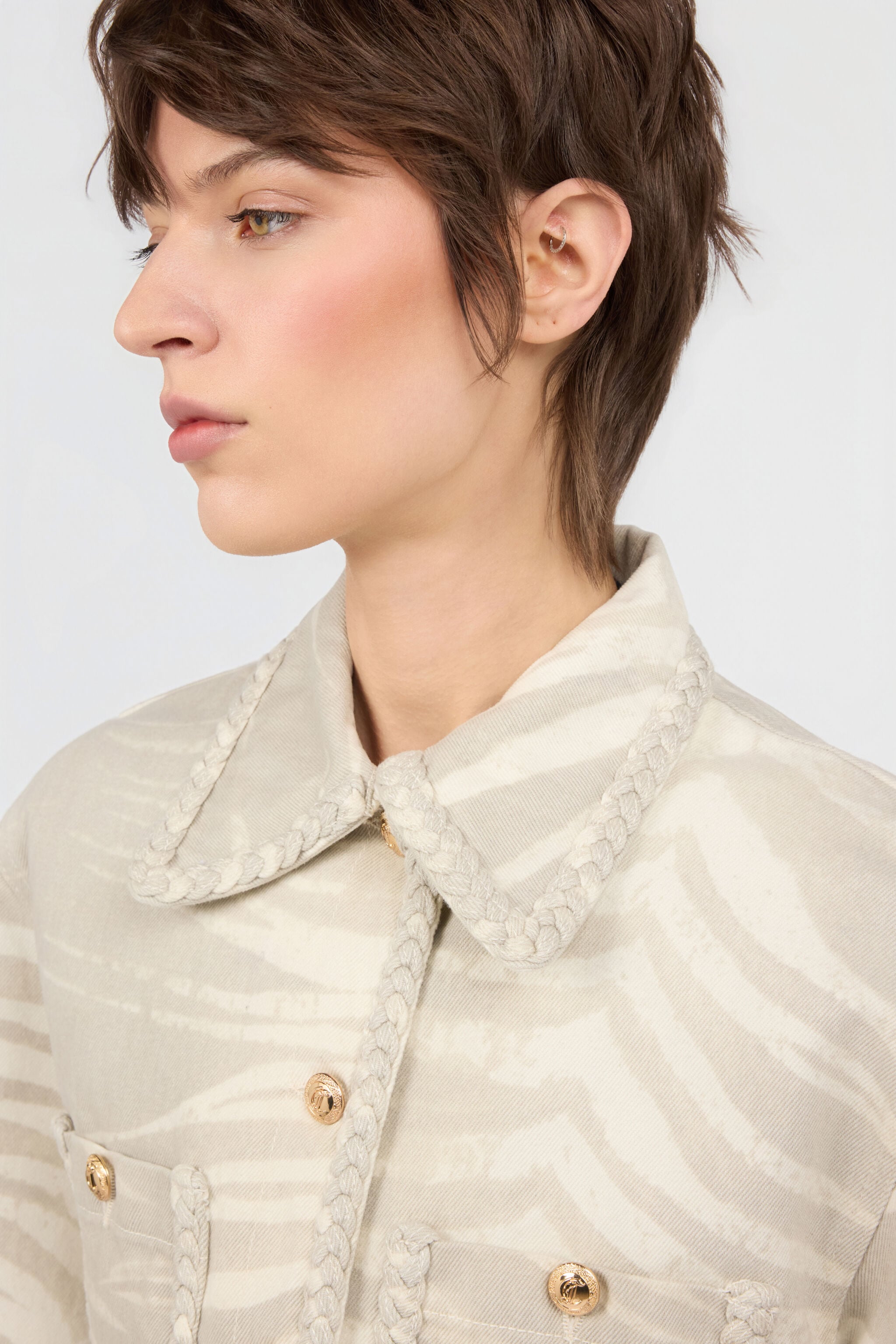 JC Natural Barb Print Jacket JC Natural Barb Print Jacket OFF WHITE WFT347-WF745