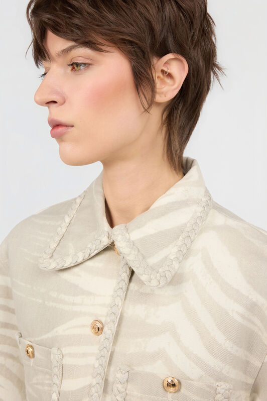 JC Natural Barb Print Jacket JC Natural Barb Print Jacket OFF WHITE WFT347-WF745
