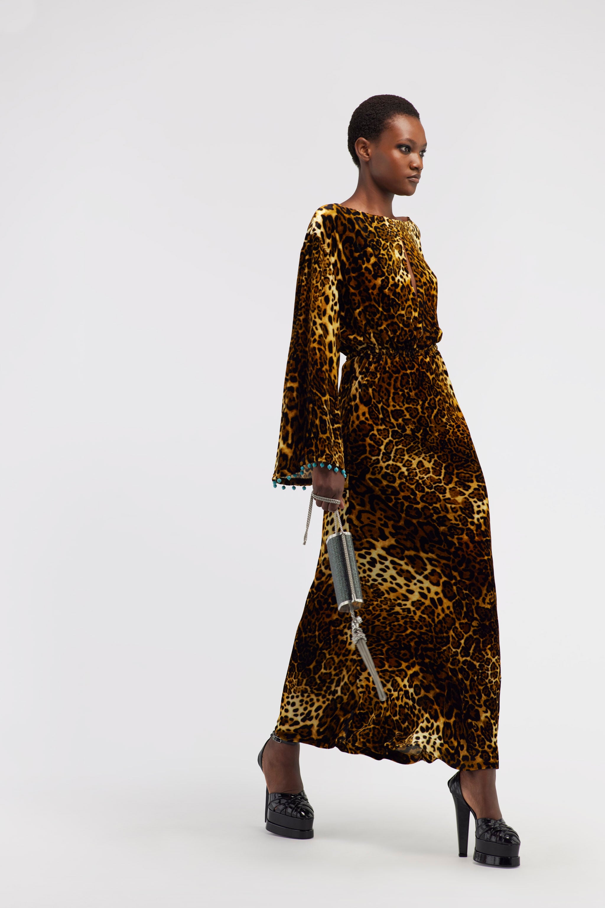 RC Leopard print velvet dress RC Leopard print velvet dress Dark brown RKR124-FY058