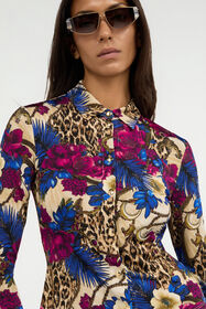 JC Flower Leopard Print Shirt 700 BEIGE + 343 CILI VFT234-VF381