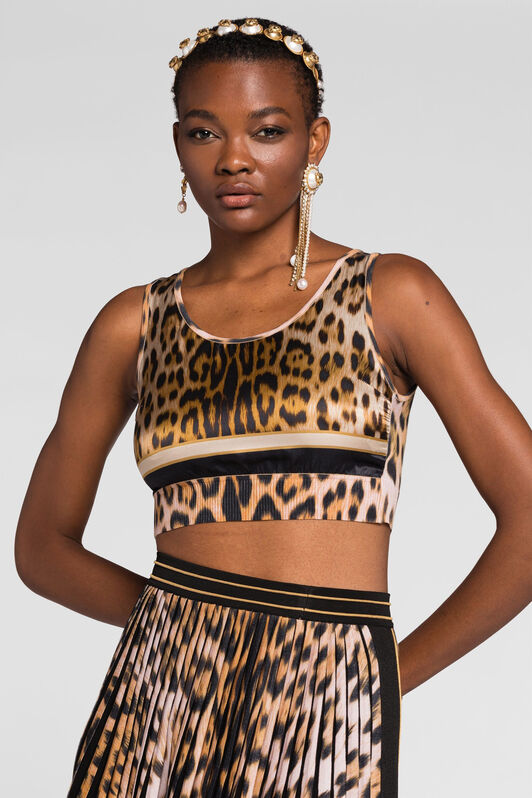 RC Leopard-print cropped top RC Leopard-print cropped top Marrón claro QKM605-MH001