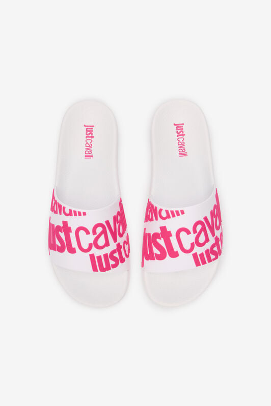 JC Weiße Slip-On Slides 003 BIANCO + 406 HOT Q61672-Q0575