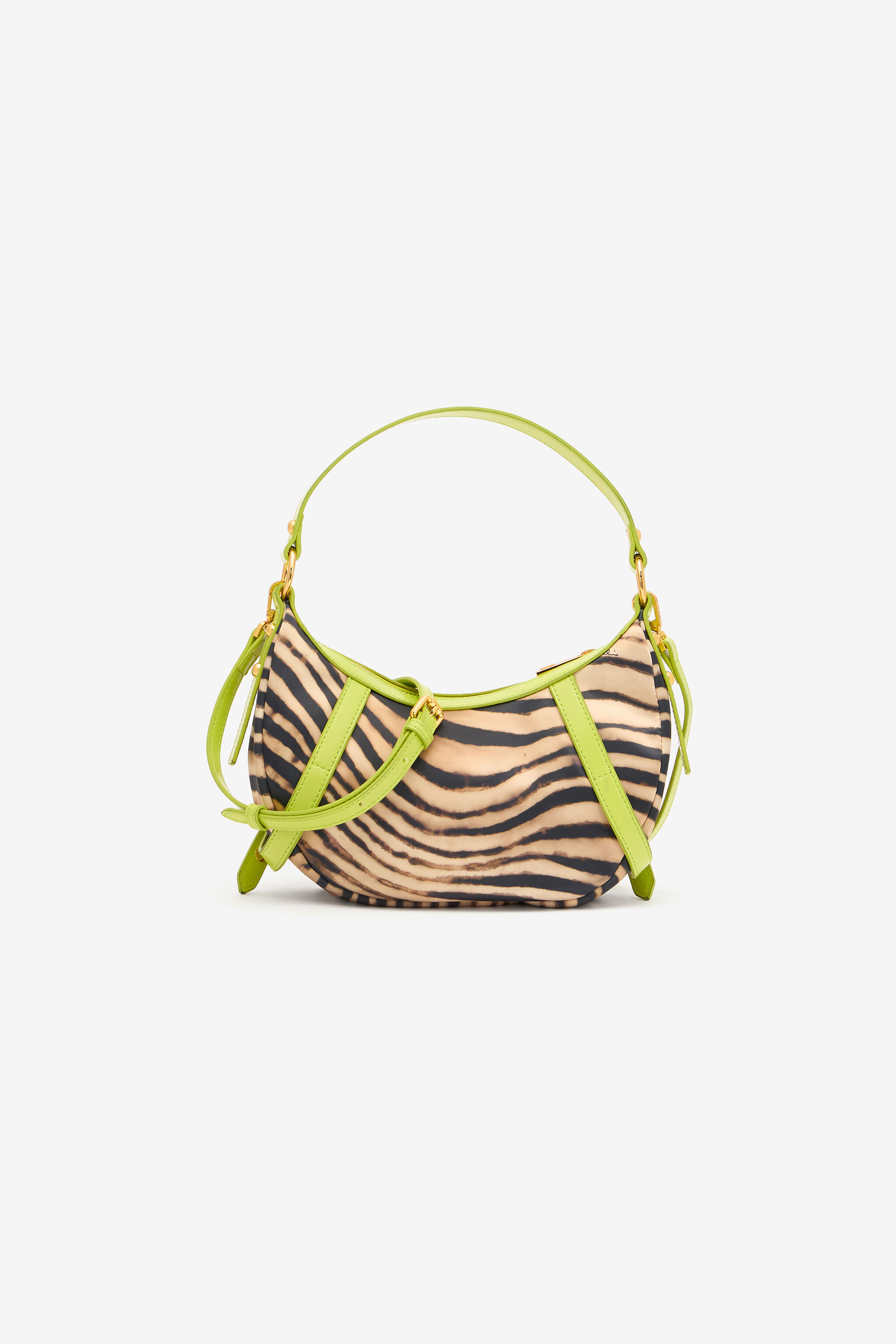 JC Hobo Bag With Tiger Skin Print And Logo JC Hobo Bag With Tiger Skin Print And Logo Light green UFB094-UF463
