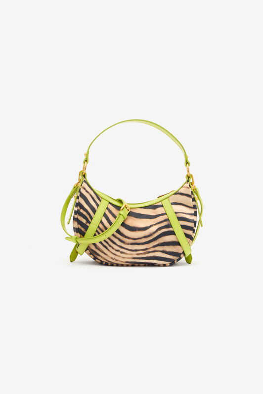 JC Hobo Bag With Tiger Skin Print And Logo JC Hobo Bag With Tiger Skin Print And Logo Light green UFB094-UF463