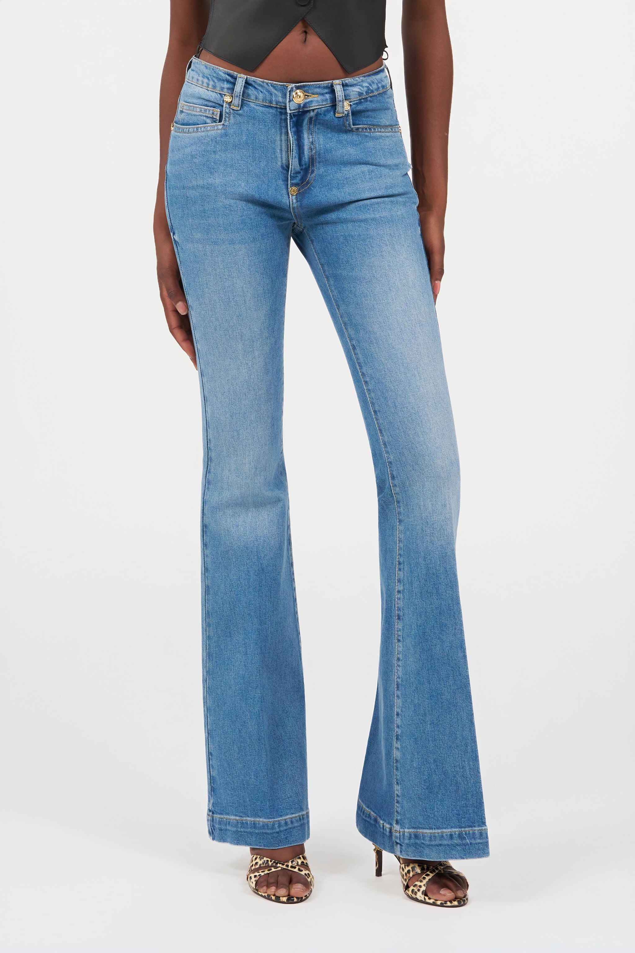 RC Blue Flared Jeans with Monogram RC LIGHT BLUE QOJ205-DLO06