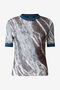 RC T-Shirt À Imprimé Marble Et Bords Pailletés RC T-Shirt À Imprimé Marble Et Bords Pailletés Bleu foncé UKT65E-6HN22