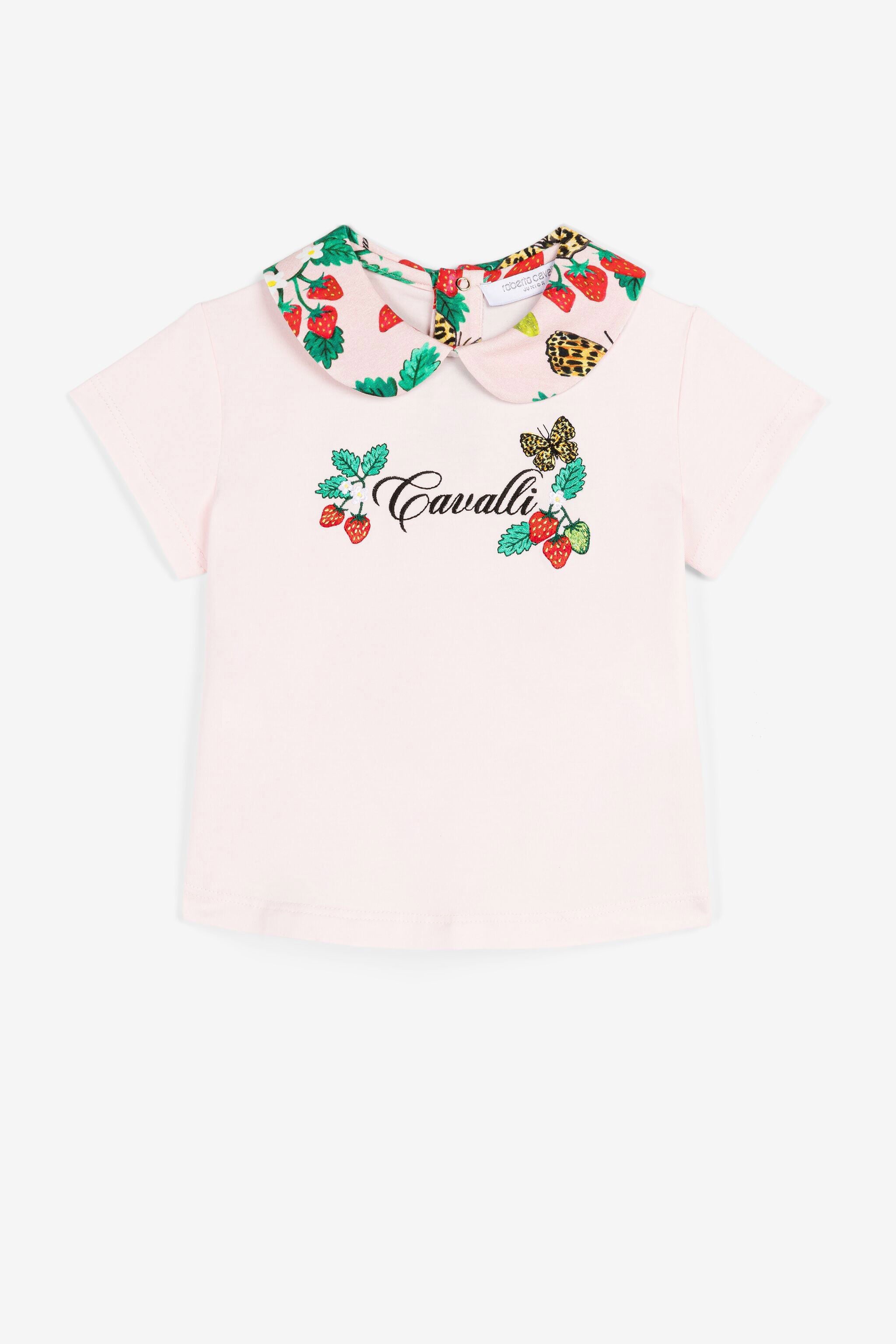 JU Butterfly And Strawberry-Embroidered Top JU Butterfly And Strawberry-Embroidered Top Pink QJT701-JV025