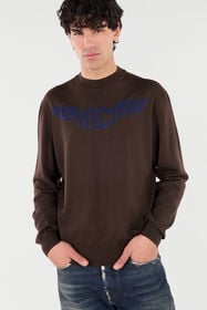 RC Wollpullover Mit Logo Samt Flügeln Braun VRM601-MQ015