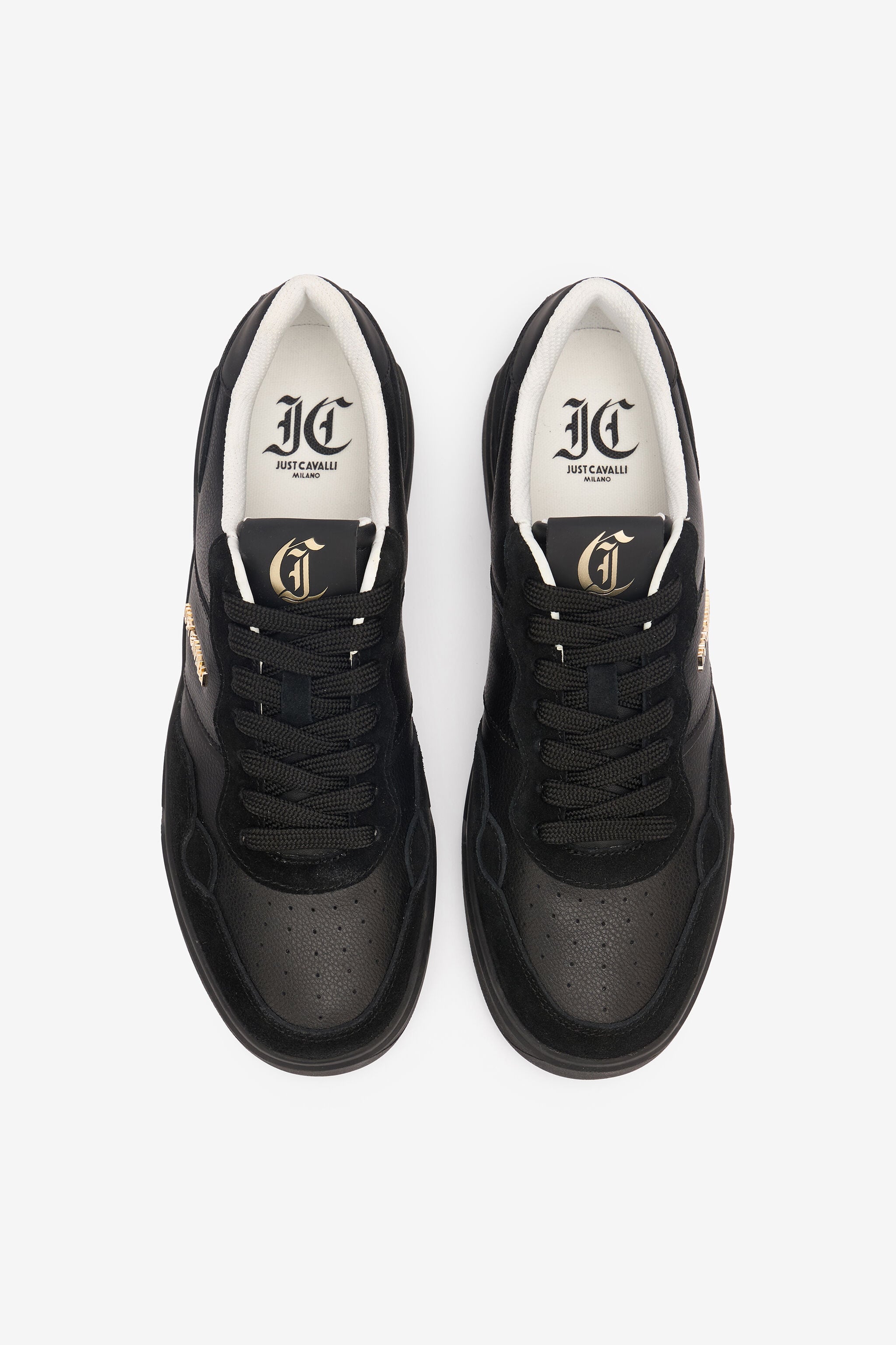 JC Lace-Up Sneakers With Monogram And Logo JC Lace-Up Sneakers With Monogram And Logo Black UFS016-UF291
