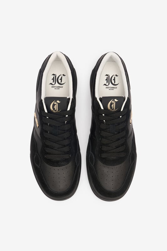 JC Lace-Up Sneakers With Monogram And Logo JC Lace-Up Sneakers With Monogram And Logo Black UFS016-UF291