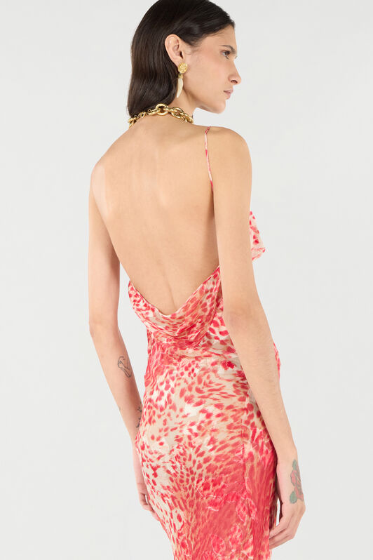 RC Long Dress With Jaguar Skin Print RC Long Dress With Jaguar Skin Print Red UKT127-HEN58