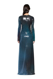 RC Liquid paillettes evening dress RED/BRONZE HWR117-RT029
