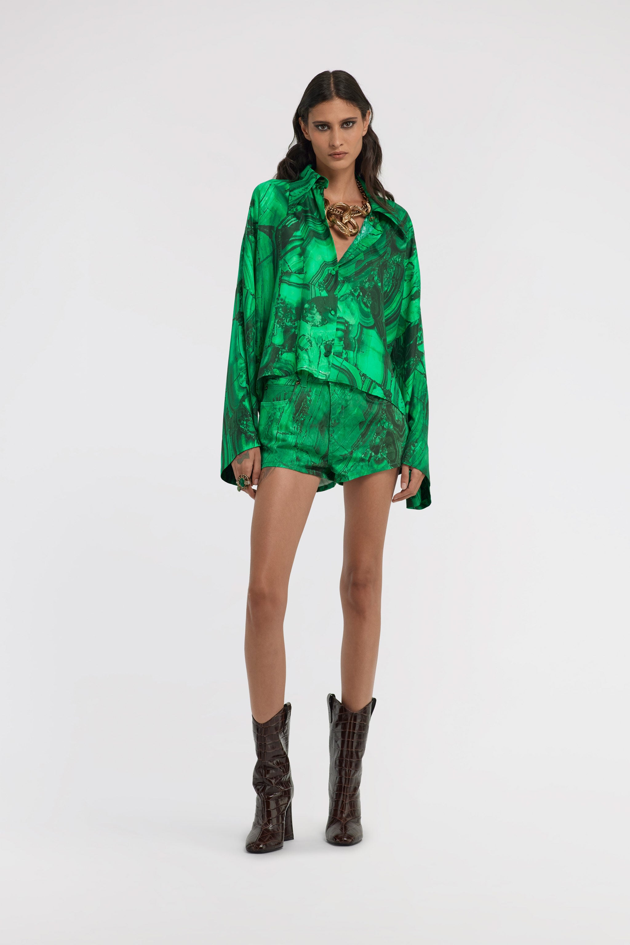 RC Malachite print Blouse RC Malachite print Blouse Green TKT700-4QN06