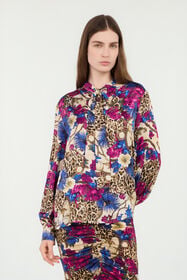 JC Flower Leo Print Shirt 700 BEIGE + 343 CILI VFT235-VF382