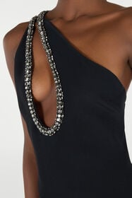 RC Mini Dress With Bejeweled Neckline Black VQR137-KU013