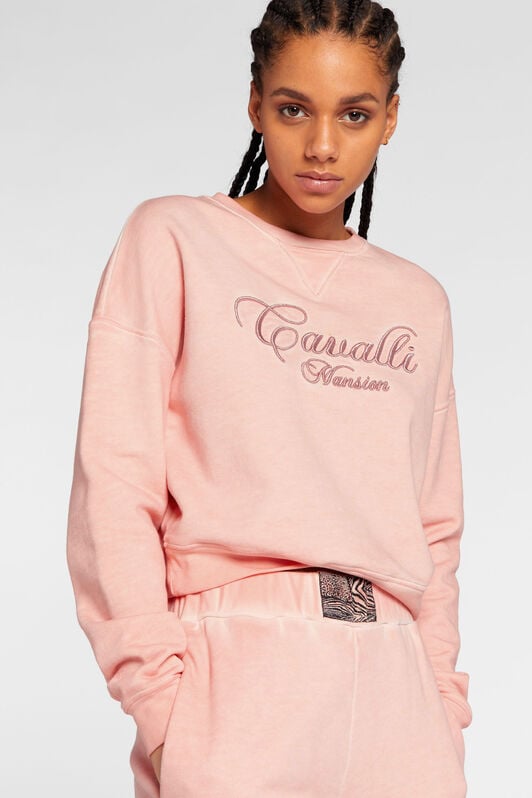 RC Logo-Embroidered Cropped Cotton Sweatshirt RC Logo-Embroidered Cropped Cotton Sweatshirt Pink OKT66A-CF050