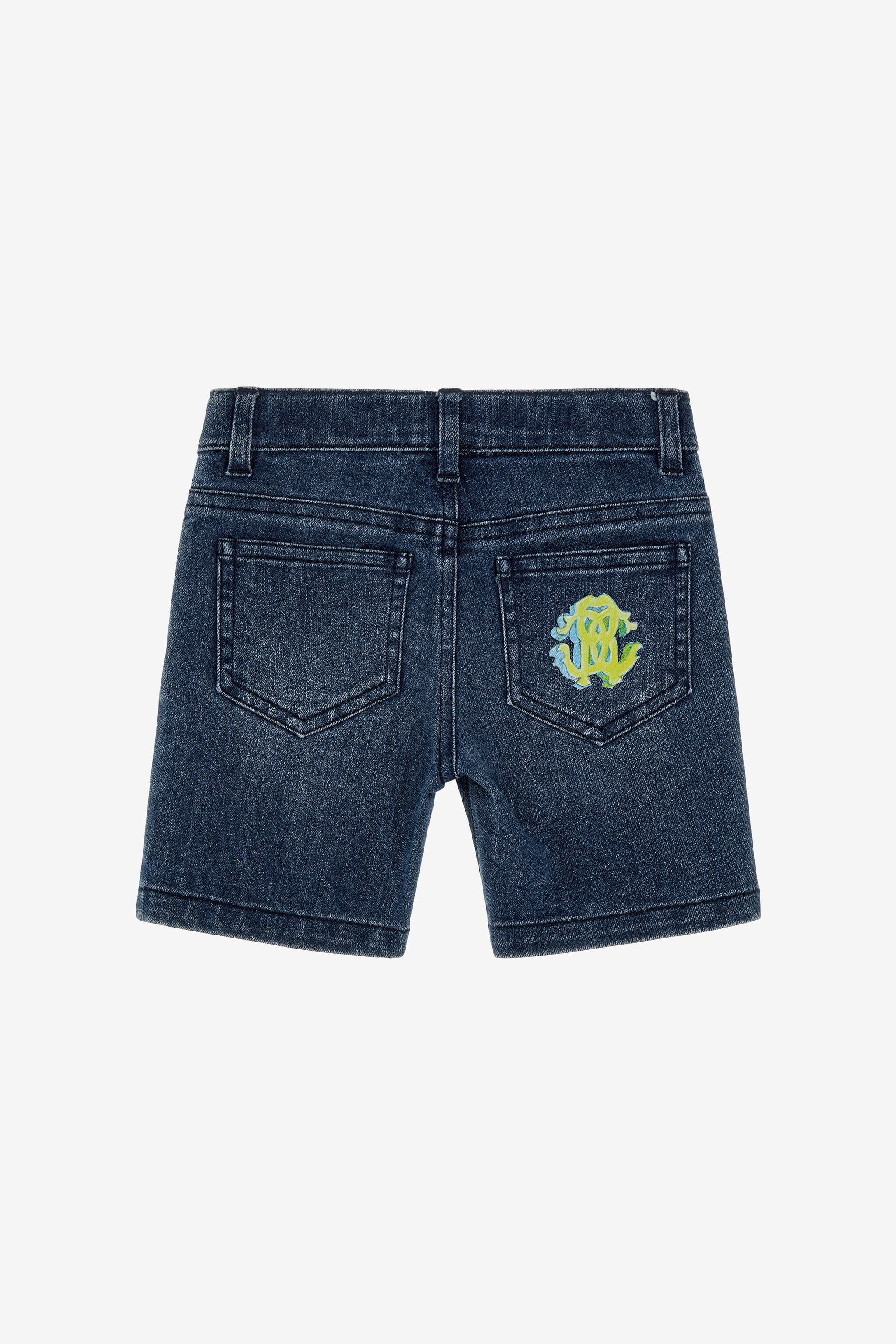 JU Denim Shorts With Robot And Logo JU Denim Shorts With Robot And Logo Medium Blue SJJ203-DS015