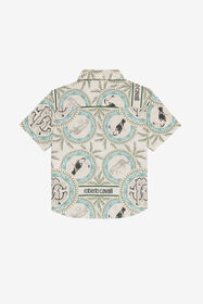 JU Chemise À Imprimé Animalier, Monogramme RC Et Lettrage Ivoire UJT701-7MO42