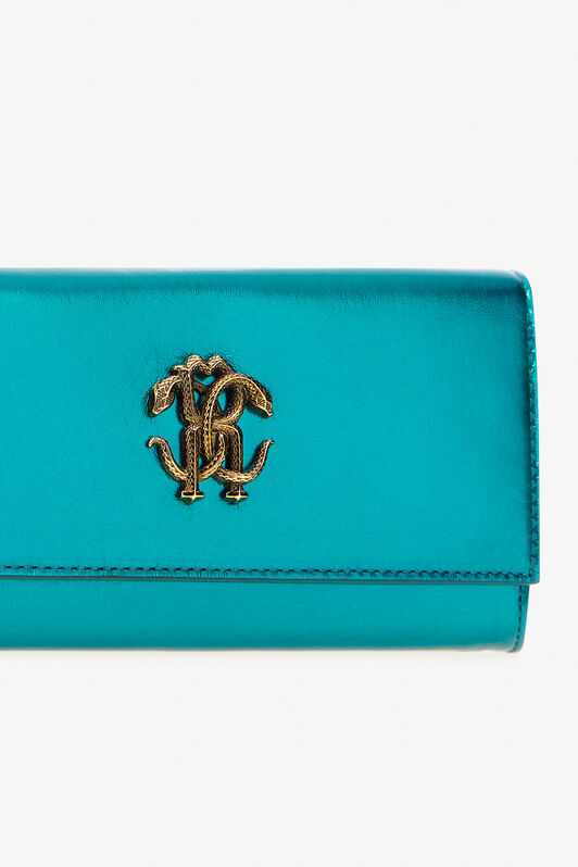 RC Portafoglio Metallizzato Teal Con Monogram RC RC Portafoglio Metallizzato Teal Con Monogram RC Azzurro SKA002-PN199