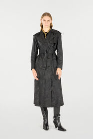 RC Langer Trenchcoat mit Rüscheneffekt Schwarz UKP505-PN082