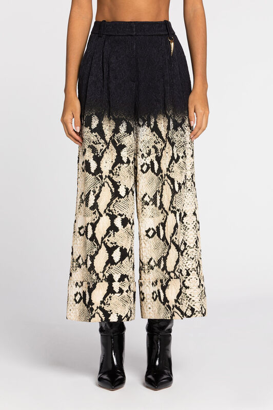 RC Python-Print Wide-Leg Trousers Light brown PKT200-2RE83