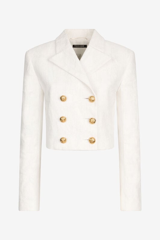 RC Wall Print Cropped Jacket RC Wall Print Cropped Jacket White UWT403-LG016
