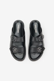 RC Sandale en cuir avec boucle BLACK WNS004-PZA90