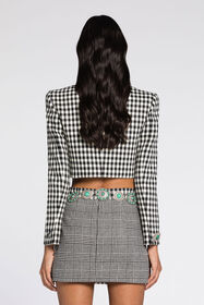 RC Gingham Cropped Blazer Black/White RKT402-FE033