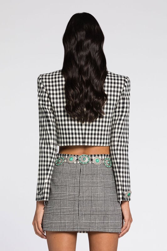 RC Gingham Cropped Blazer RC Gingham Cropped Blazer Black/White RKT402-FE033