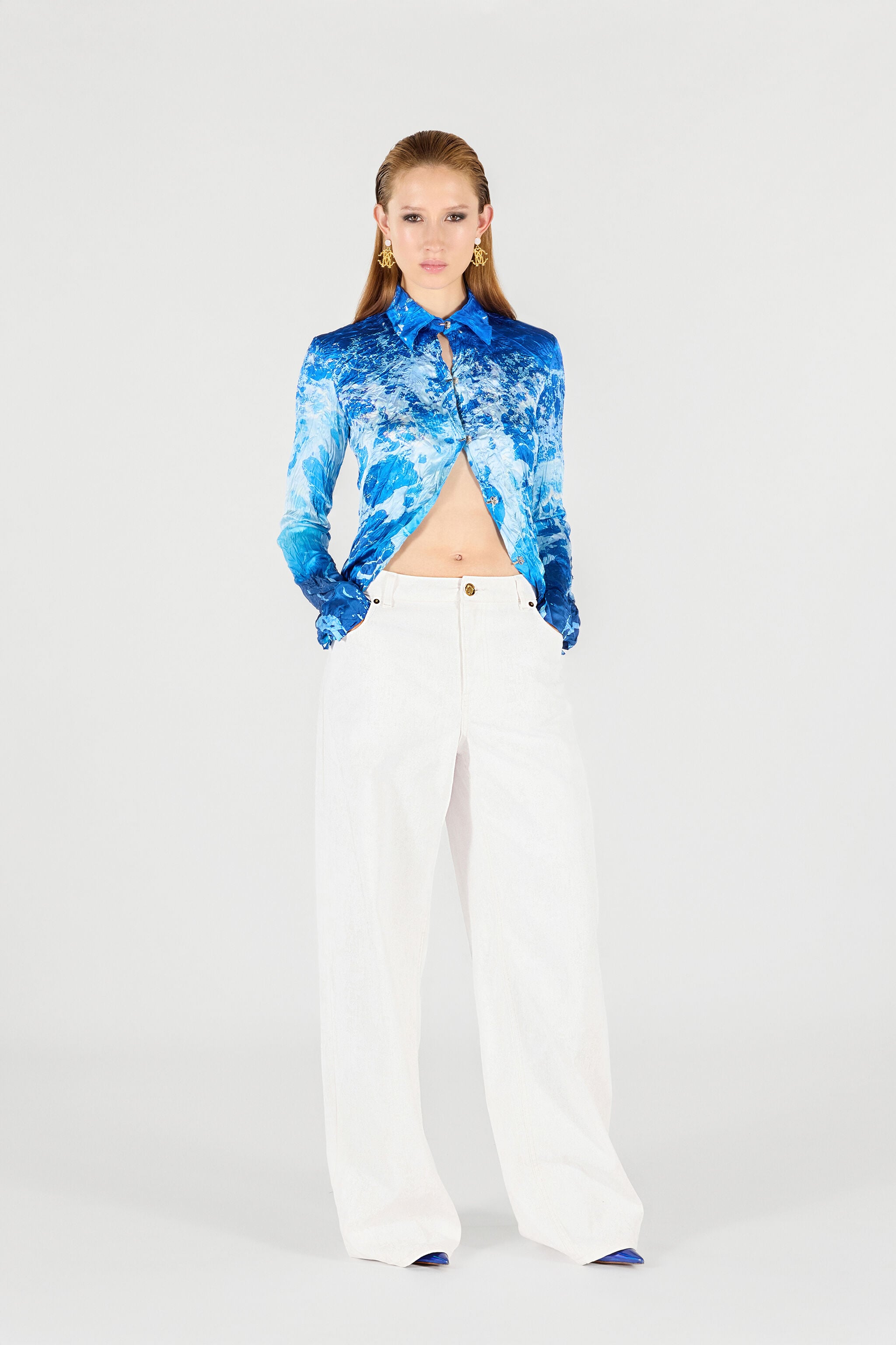 RC Wide Leg Denim Trousers White UWJ207-DE007