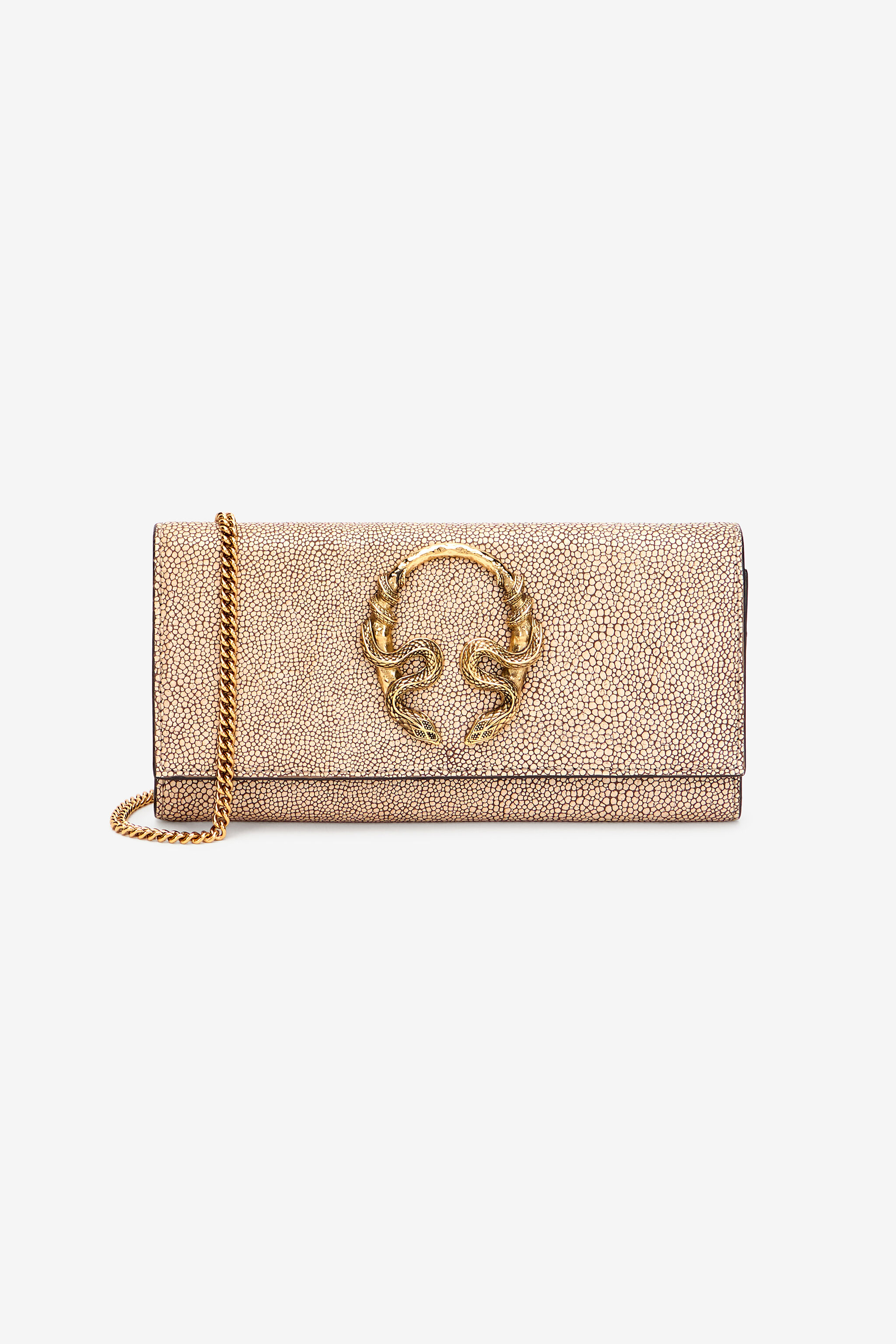 RC Portefeuille Serpentine En Cuir Avec Chaîne RC Portefeuille Serpentine En Cuir Avec Chaîne BROWN WKA017-PZI07