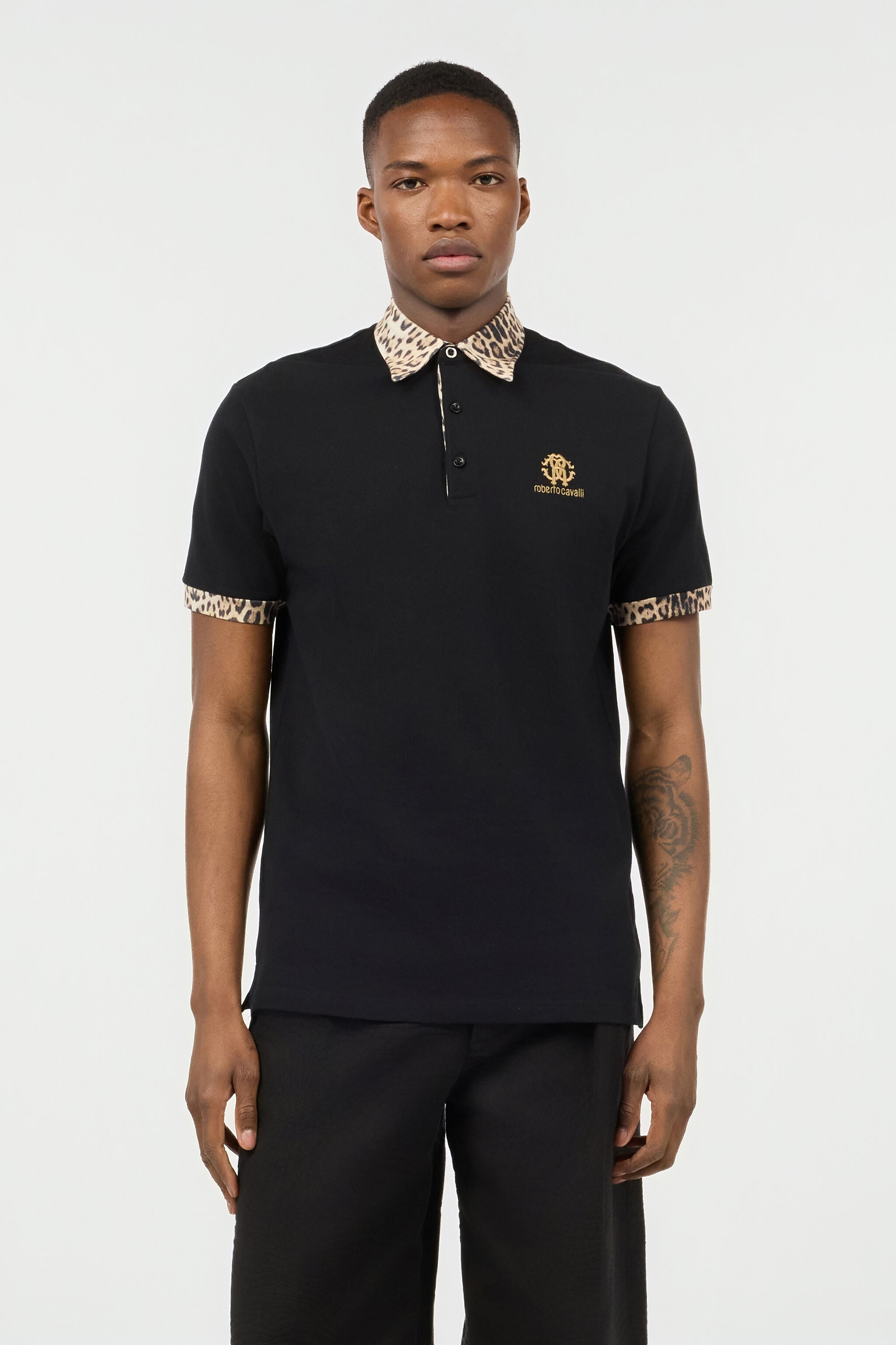 RC Black Polo with Jaguar Print Details RC Black Polo with Jaguar Print Details Black POT64E-KB001