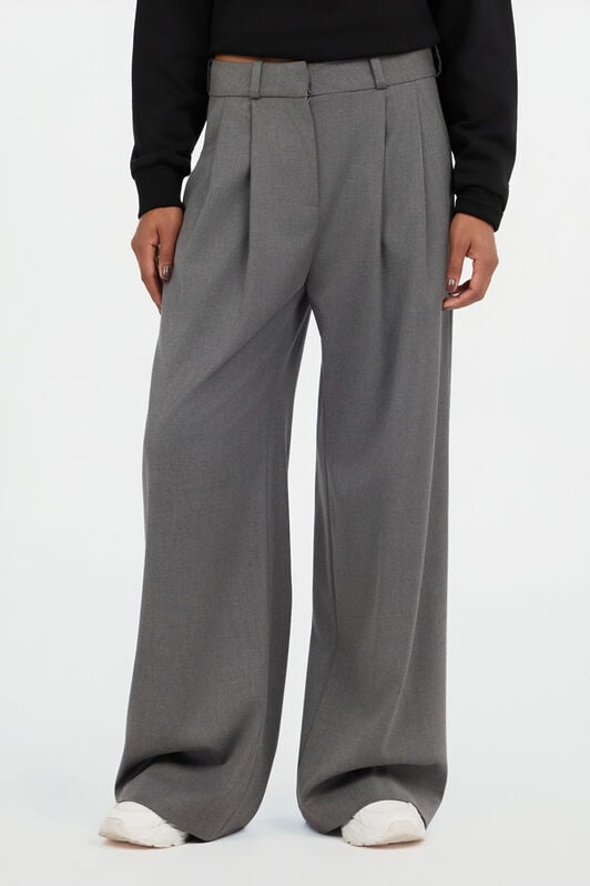 JC Grey Pleated Wide Leg Trousers GRIGIO MELANGE VFT148-VF227