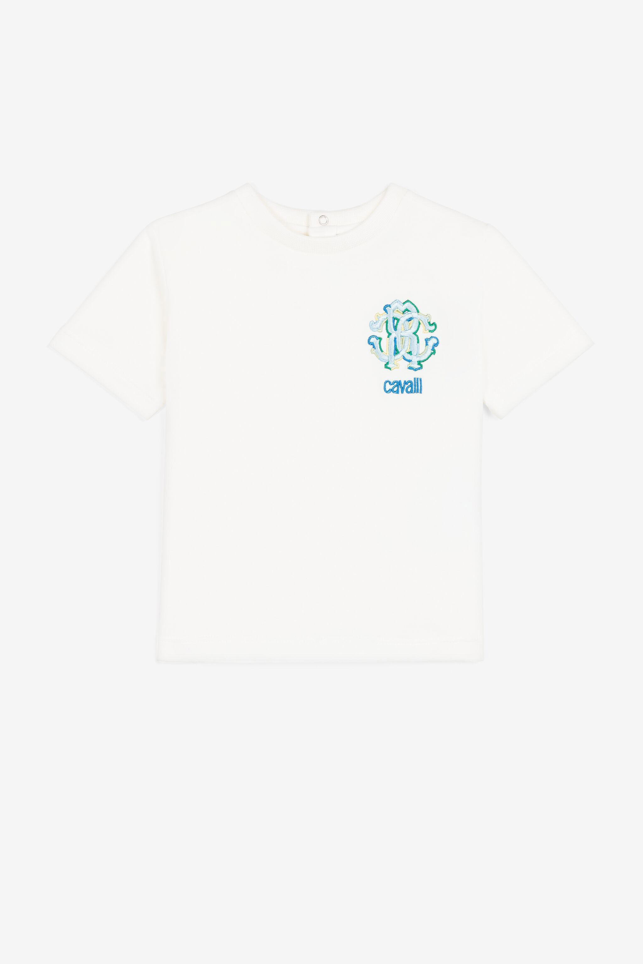 JU RC Monogram-Embroidered Cotton T-Shirt JU RC Monogram-Embroidered Cotton T-Shirt White QJT629-JV025