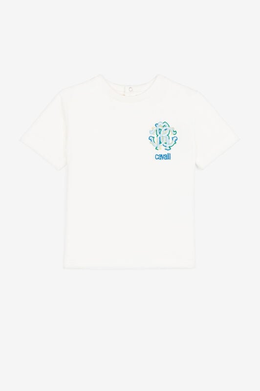 JU RC Monogram-Embroidered Cotton T-Shirt JU RC Monogram-Embroidered Cotton T-Shirt White QJT629-JV025