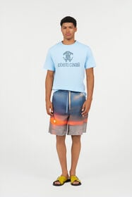 RC Silk Shorts With Sunset Print Blue/Orange UMT272-4QP89