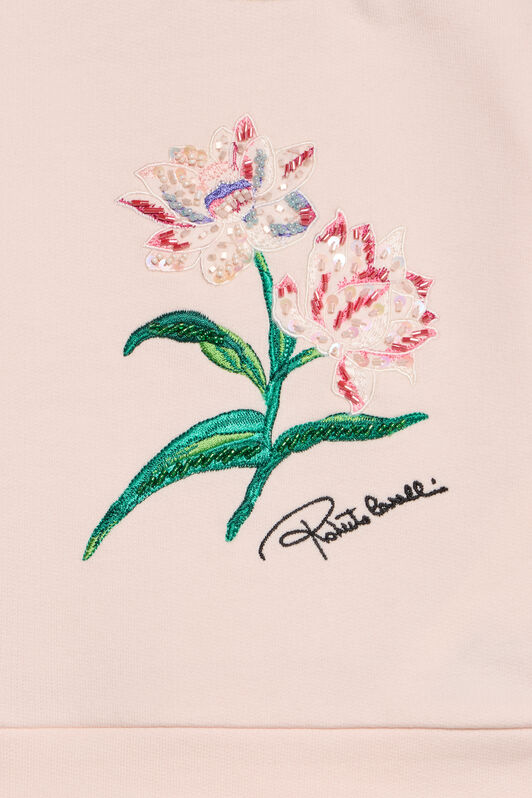 JU Sudadera floral con ribete de leopardo JU Sudadera floral con ribete de leopardo PINK H/G.N XJT66C-CF050