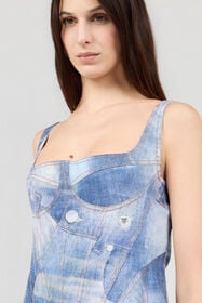 RC Denim Patch Print Mini Dress DARK BLUE WQJ106-DAR71