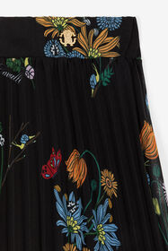 JU Floral-Print Pleated Skirt Black RJT30E-7GH92